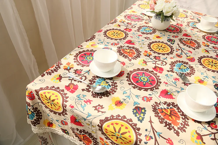 Скатерть в богемном стиле с подсолнухами горячая Распродажа скатерть из хлопка и