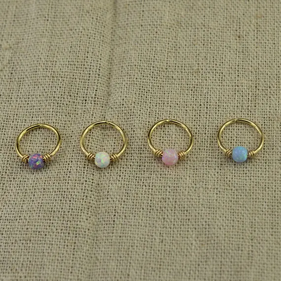 Серьги Обручи ручной работы PINJEAS серьги из стерлингового серебра с опалом