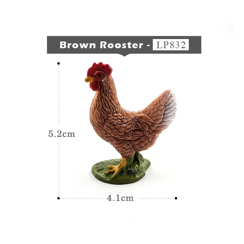 Brown Rooster Милый цыпленок утка гусь фигурка ферма игрушки пластиковые животные модель подарок для детей украшения дома аксессуары ПВХ ремесла статуя - Цвет: Brown Rooster