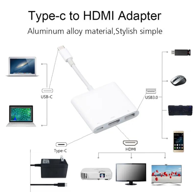 3 в 1 USB концентратор адаптер для зарядки с 0/HDMI/ Type C мама нового Macbook Dell XPS|Адаптеры