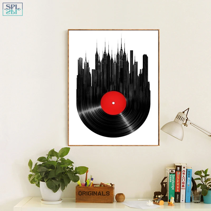 SPLSPL Современное украшение Настенная картина креативный Черный CD Музыка