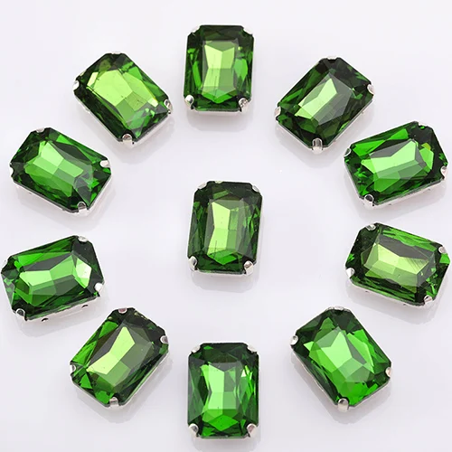 Dark Green Декоративные прямоугольные хрустальные стразы для шитья, Свободные Стразы с плоской задней частью, Стразы Diy для одежды с когтями, 10 шт. S064 - Цвет: Dark Green