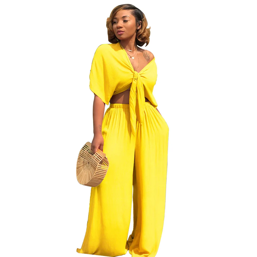 Женский однотонный бандажный комплект повседневный укороченный топ с коротким