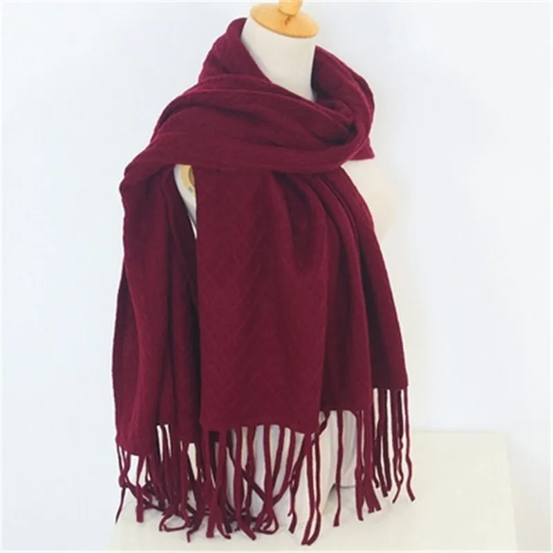 100% кашемир перекрестные вязаные женские модные однотонные шарфы шаль Пашмина