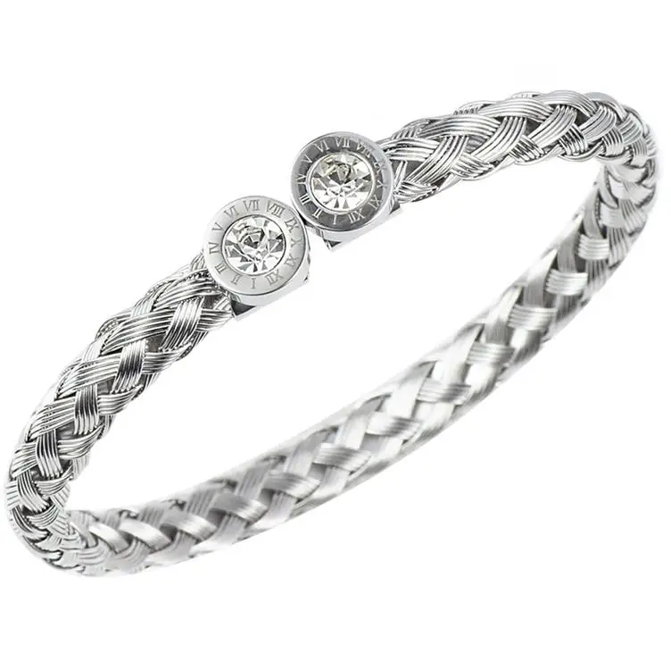 silver color Модные золотые браслеты с покрытием браслеты для женщин мужские римские буквы кубического циркония металлический браслет помолвка Свадебная вечеринка ювелирные изделия - Окраска металла: silver color