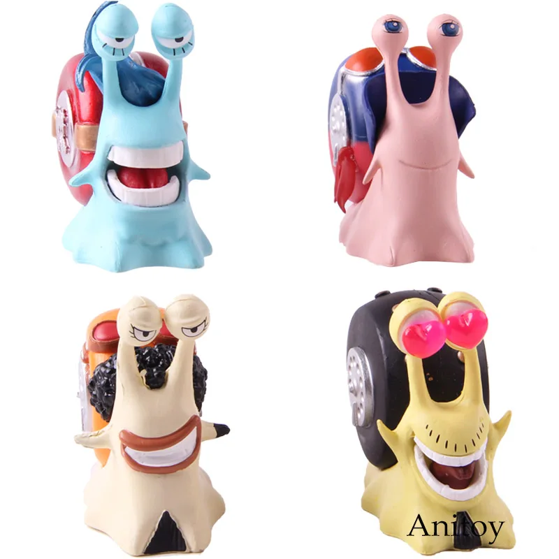4PCS no retail box Один Кусок Луффи туз Санджи Робин нами и Чоппер Брук Зоро Усопп франки Багги Law Den Mushi телефон ПВХ Фигурки игрушки - Цвет: 4PCS no retail box