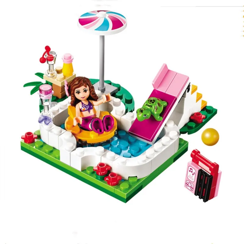 89 шт девушка друг Оливия сад Wwimming бассейн Compatibie Legoings Строительные блоки Набор