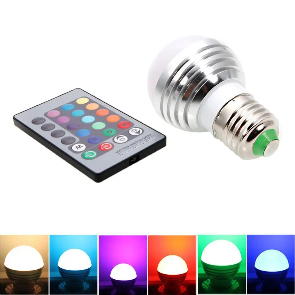 Диммируемая RGB лампа E27 Magic светодиодный светильник 24key ИК пульт дистанционного