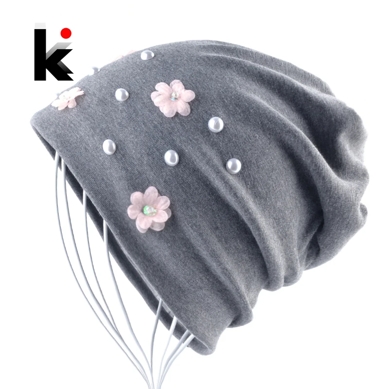 Новые модные шапочки шапка женская с цветами и жемчужинами женские