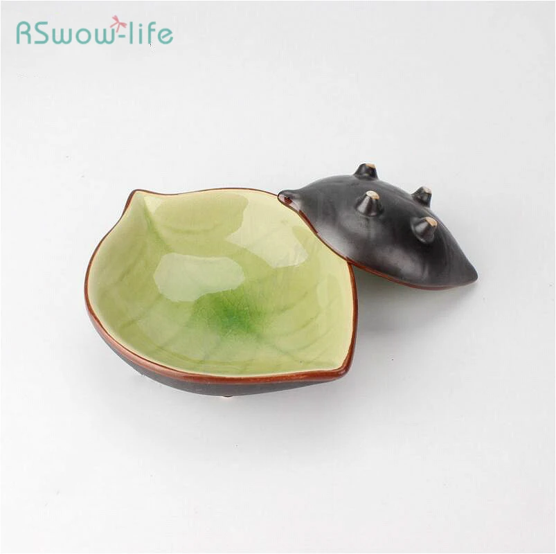 

Ceramic Dish Leaf-shaped Pudding Candy Snack Dish Cute Lovely Mini Small Plates Soy Sauce Home Restaurant Sushi Solid Side Plate