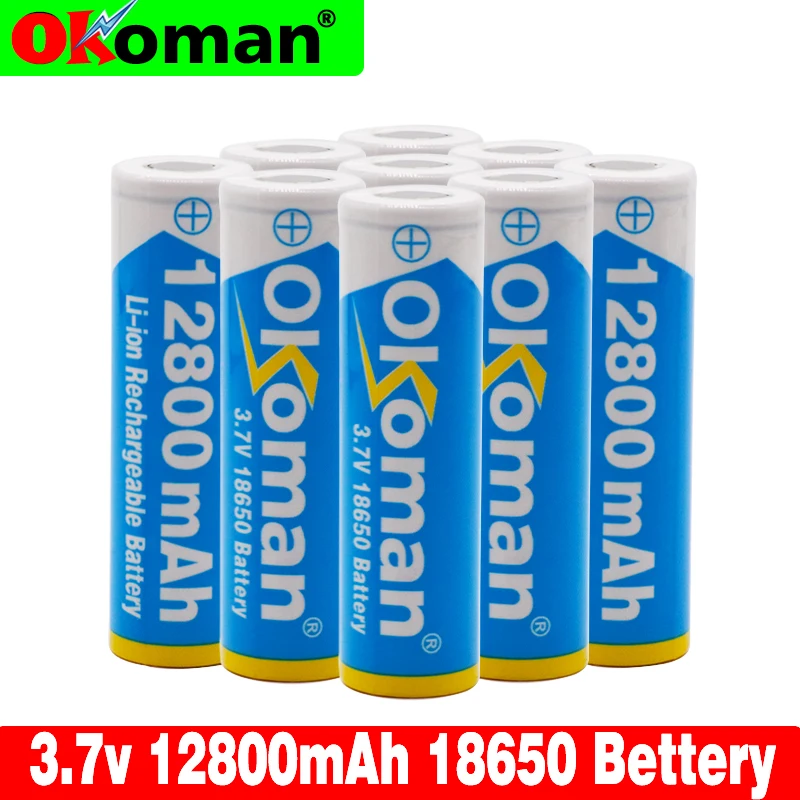 Okoman 3,7 в 18650 батарея 12800 мАч литий-ионная аккумуляторная батарея для фонарика Электрический вентилятор небольшие приборы