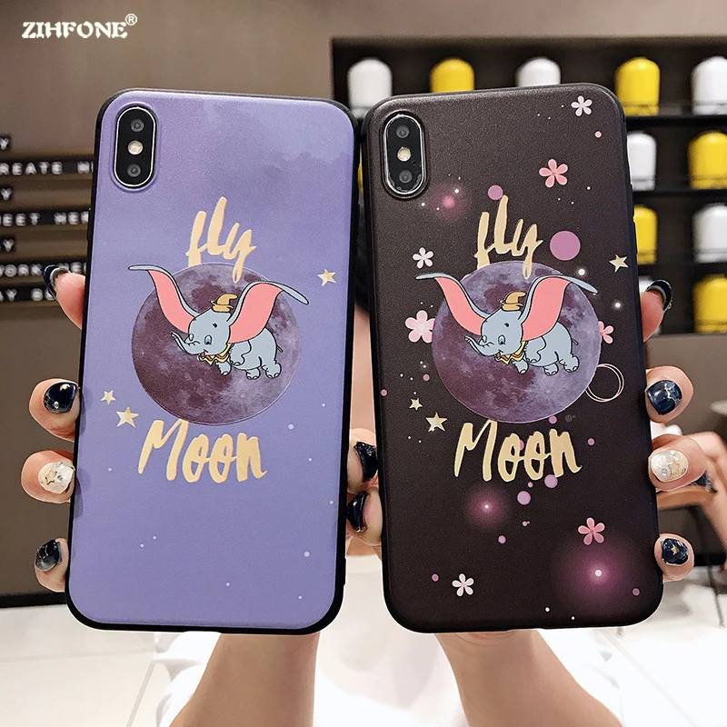 Ретро чехлы для телефонов со слоном iphone XS Max X XR милые животные dumbo матовый мягкий