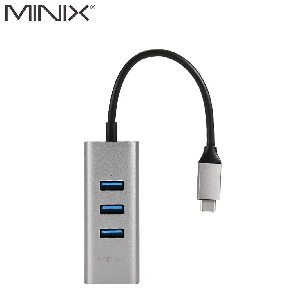 

MINIX NEO C-UE Aluminium USB-C to 3-Port USB 3.0 and Gigabit Ethernet Adapter Universal Compatibility Windows, Mac and Chrome OS