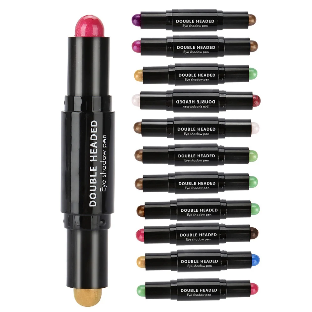 12 Colors double sided Multicolor Professional Waterproof Eyeshadow Stick Highlighter Glitter Pencil Eye Makeup Cosmetics Tools | Красота и