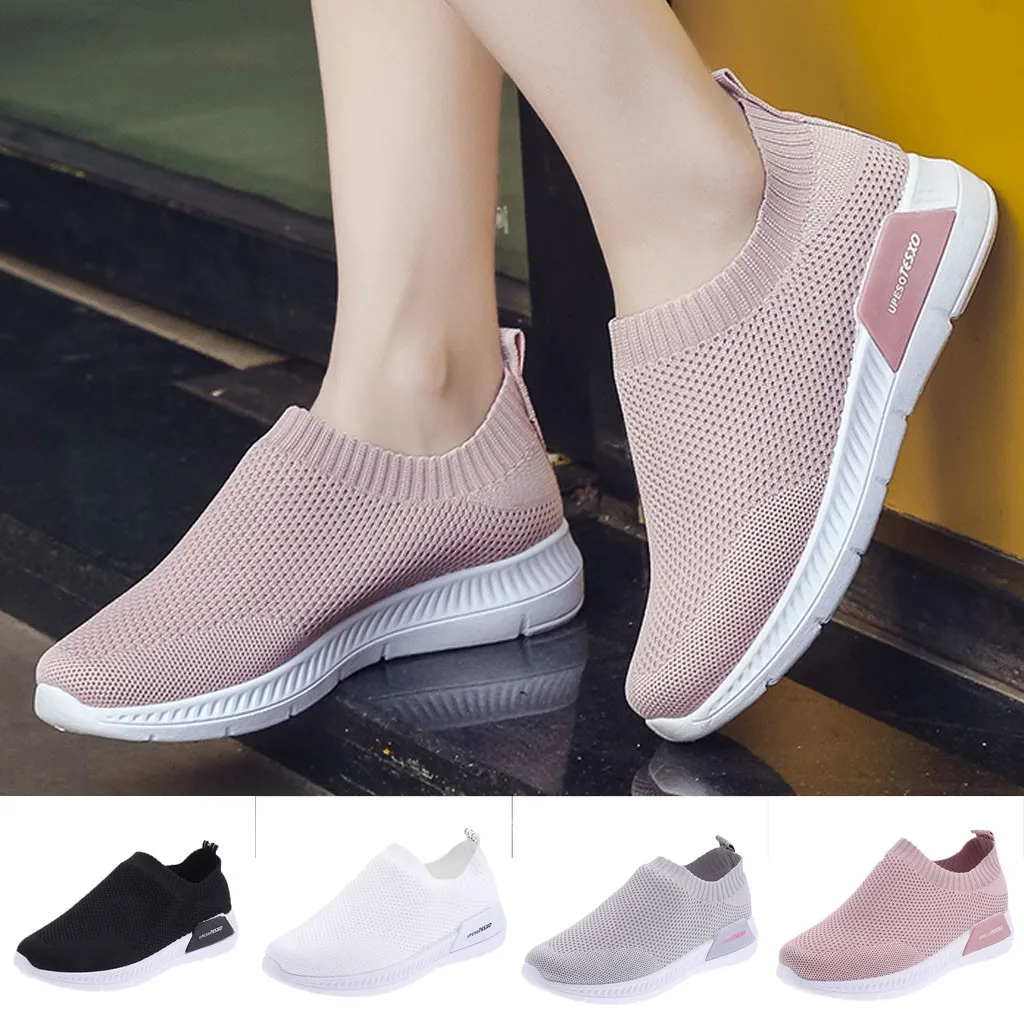 Спортивная прогулочная обувь для женщин однотонная спортивная на открытом