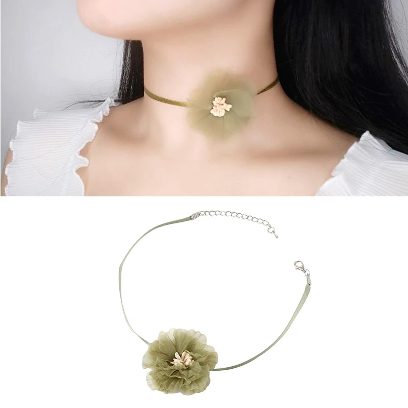 Женское шифоновое ожерелье до ключицы с цветами простой модный воротник в стиле