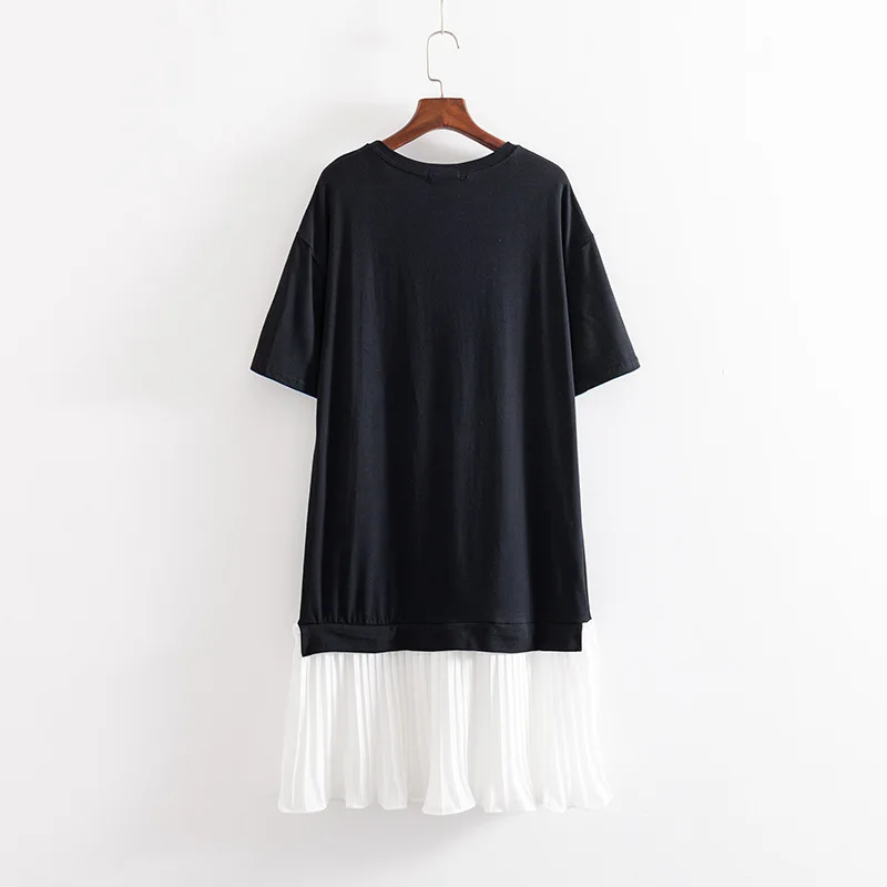 2019 Plus Size Casual Dresses Summer Women Clothing Fashion Loose Short Sleeve Split Pleated Dress K3-8086 | Женская одежда