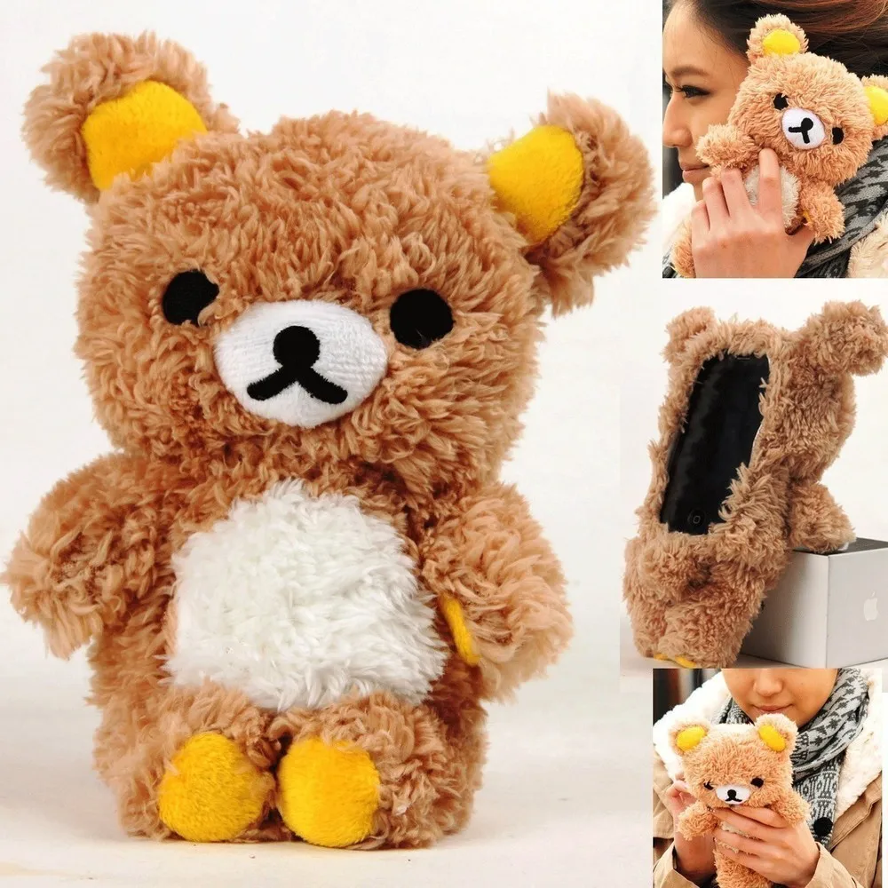 Hot Brand New Winter Warm Lovely 3D Teddy Bear Doll Toy Plush Soft phone Cover For Iphone 6 4.7" 5.5" 4s 5s coverring Phone Case |