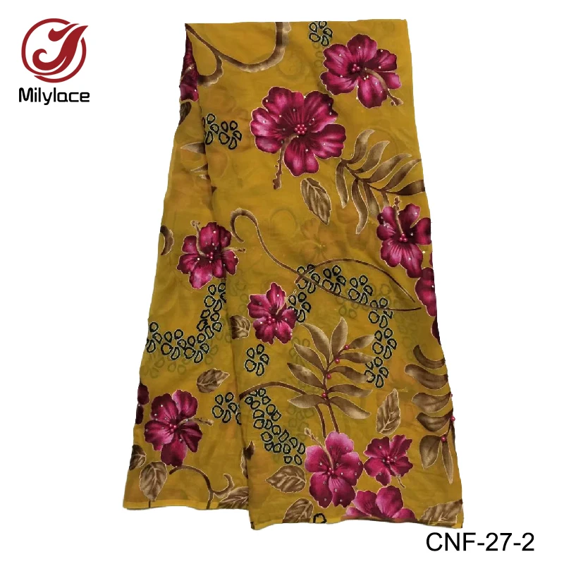 Классический дизайн африканская имитация шелка шифон Ткань 5 ярдов в партии