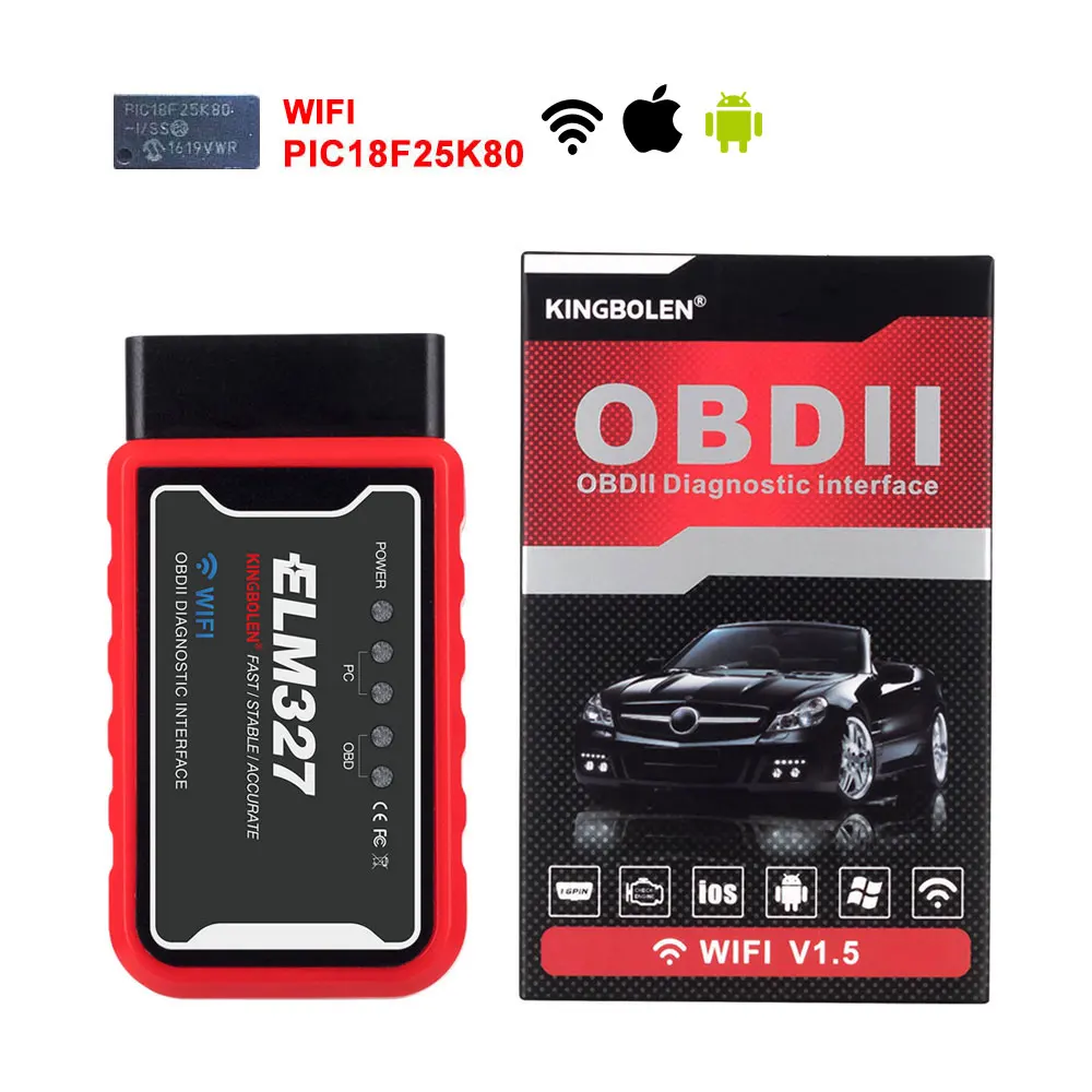 ELM327 V1.5 Bluetooth/wifi с чипом PIC18F25K80 Kingbolen ELM 327 OBD2 диагностический инструмент для Android/IOS/PC OBDII автоматический сканер