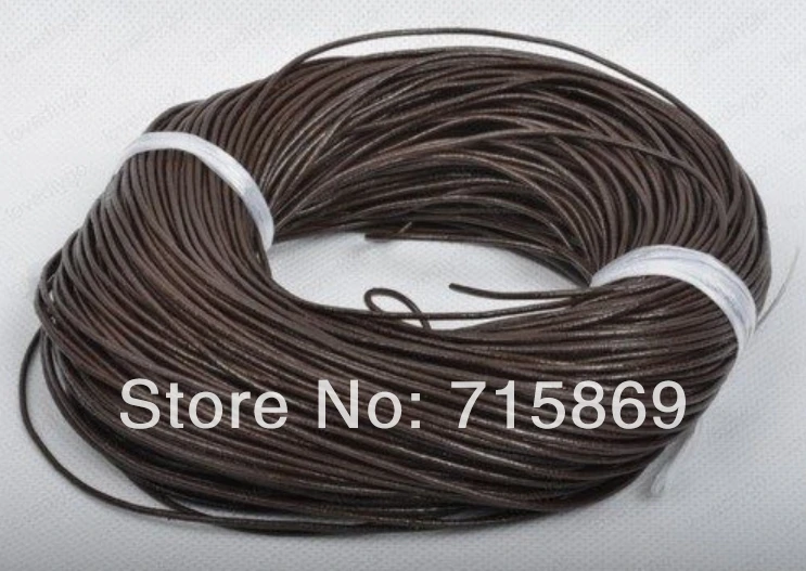 Free ship 4 mm 100 Meters Dark Brown  Round Genuine Leather Cord, Necklace & Bracelet Real Leather Cord