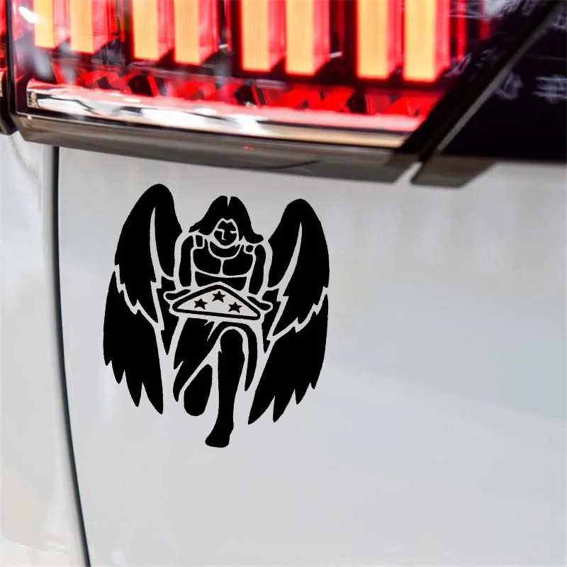 

YJZT 12.1*13.7CM High Quality Brave Warrior Angel Praying Covering The Body Decal Car Sticker Black/Silver C20-1323