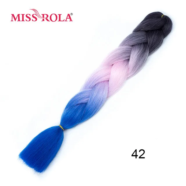 # Серебристо-Серый Miss Rola, 24 дюйма, крупное плетение, синтетические волосы для наращивания, 100 г, высокотемпературное волокно, Омбре, тон, вязание крючком, плетение волос 89 цветов - Цвет: # Серебристо-Серый