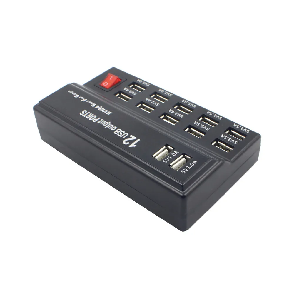 Многофункциональный 12 Порты и разъёмы Быстрая зарядка через usb станция 12A Мощность адаптер с защитой от перенапряжения для разъема наушников; iPhone, iPad, Ipod, 5V Мощность адаптер