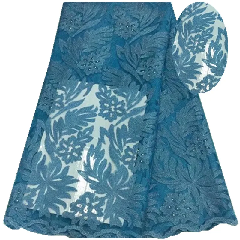 Последние 2017 Light ORANGE Высокое качество сетки Вышивка Кружево с отделкой Камни