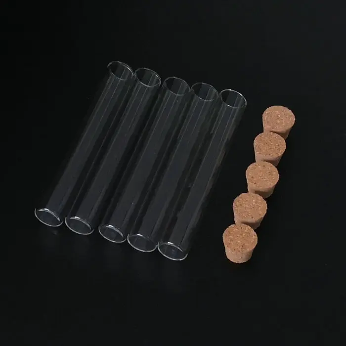 

10pcs/lot 15*100mm Lab transparent Glass Test Tube Flat Bottom Bottle With Cork For Labortary Experiment
