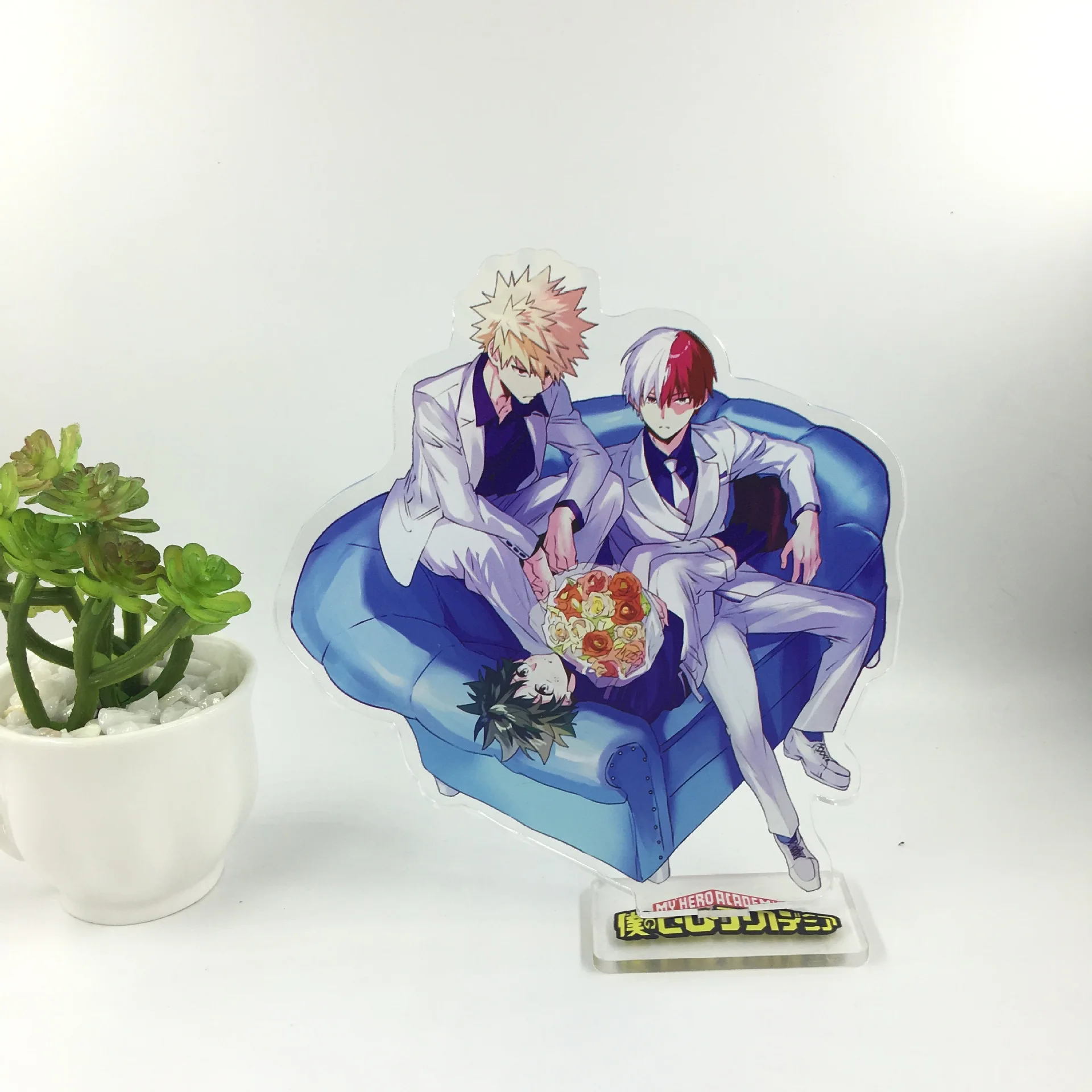 Фото Двухсторонний брелок для ключей My Hero Academia, 15 см, мультяшный Чиби, милый акриловый аниме, аксессуары для ключей брелок с фигурками из мультфил... №4