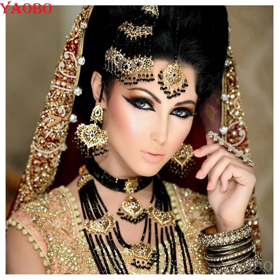 

Muslim women Bride 5D Diy Diamond Painting Cross Stitch kits Full Rhinestones Mosaic Inlay Diamond Embroidery sale Indian beauty