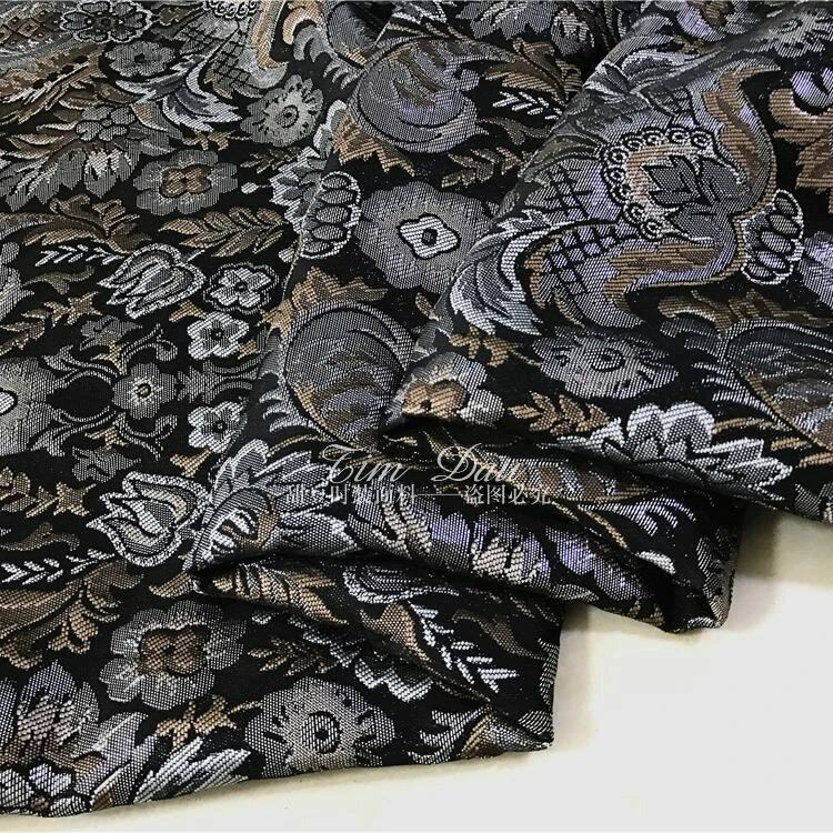 2017 luxury gold retro flowers dyed jacquard clothing fabric / big dress suit | Дом и сад