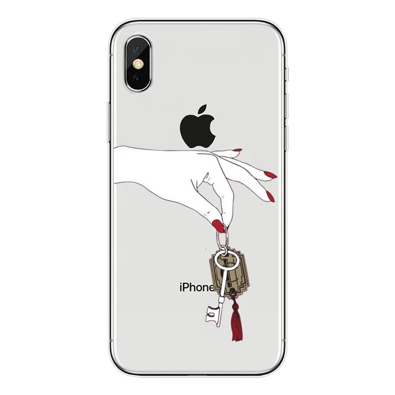 For iPhoneX 8 8Plus Case Cool Girls Red Nail Polished Finger Personality European Style Clear TPU iPhone7 6 6SPlus Capa | Мобильные
