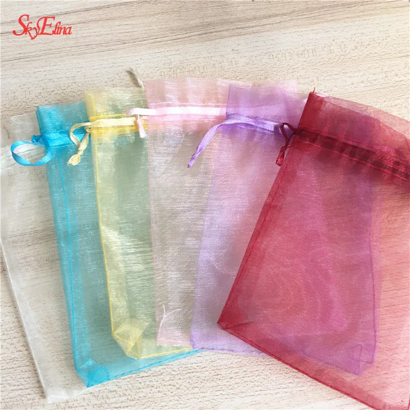 50pcs/lot 7x9 9x12 10x15 13x18cm Organza Bag Christmas Wedding Gift 19 Color Jewelry Packing Display Bag&amppouch Favor Bags 6Z | Дом и сад