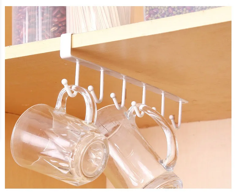 6 крючков подстаканник подвесной кухонный шкаф под полка хранения крюк-Держатель