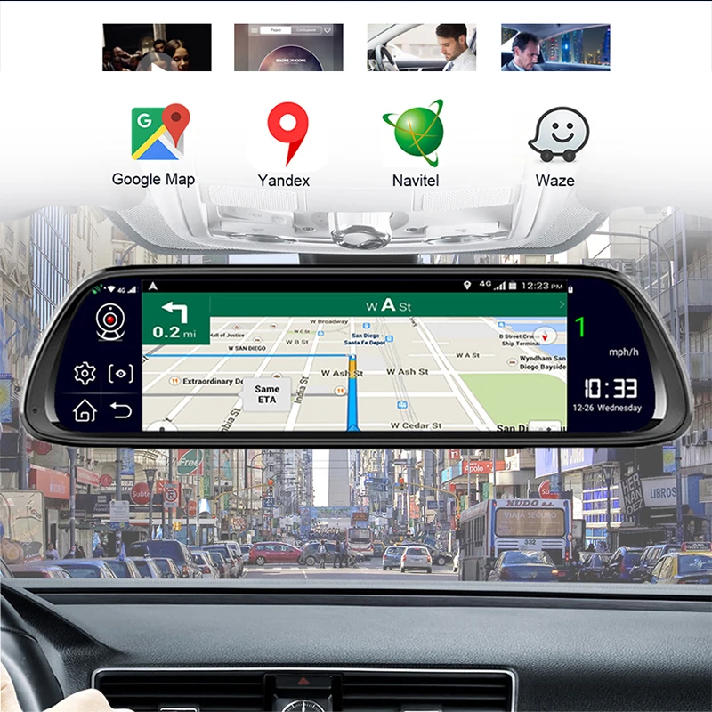 4G Android 8 1 Автомобильный видеорегистратор 10 дюймов сенсорный экран умный GPS