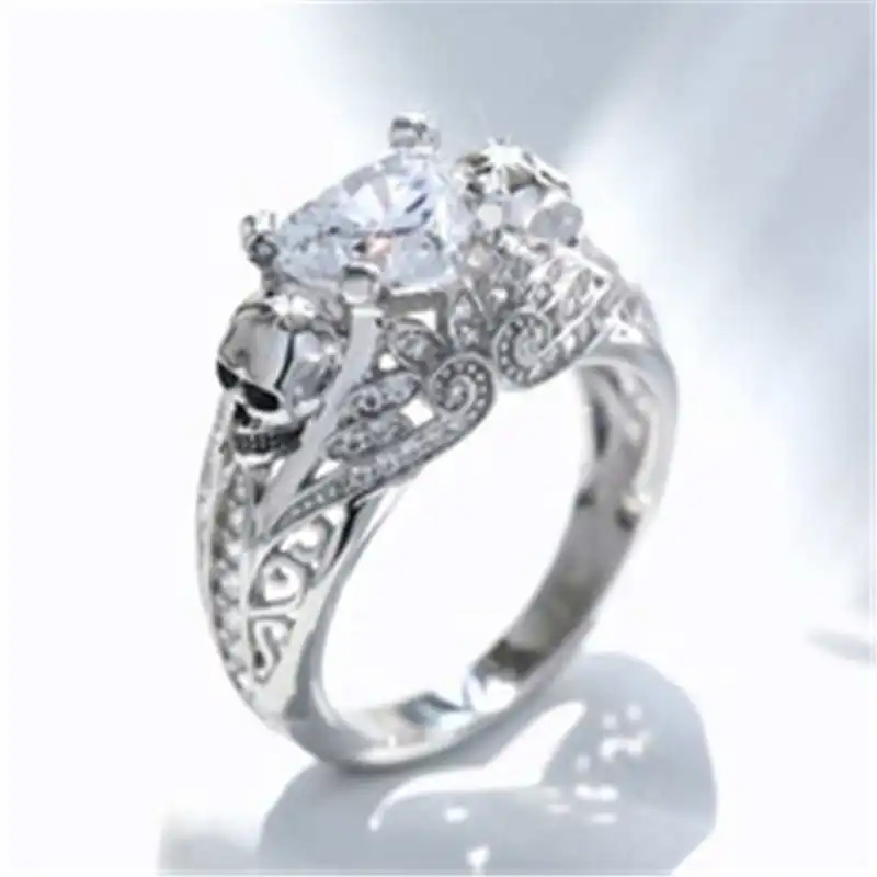 YWOSPX Ghost evil Skull skeleton Hand CZ Ring European and American romantic style women Rings new skull men's jewelry Y-40 | Украшения