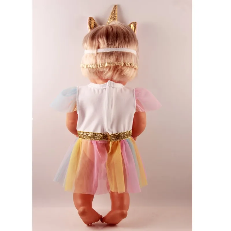 Костюм «Единорог» наряды для 42 см/16 дюймов Nenuco y su Hermanita Детские куклы одежда серебряные ободки с единорогами белая футболка кружевная юбка