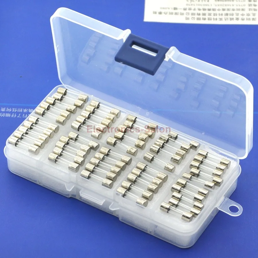 

Slow Blow Glass Tube Fuse Assortment Kit, 5x20mm, 250mA~6.3A.