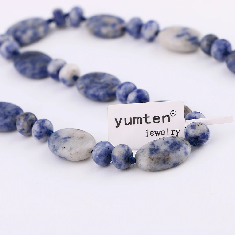 Yumten Blue-Veinstone Ожерелье мощность натуральный камень капли воды Кристалл для мужчин