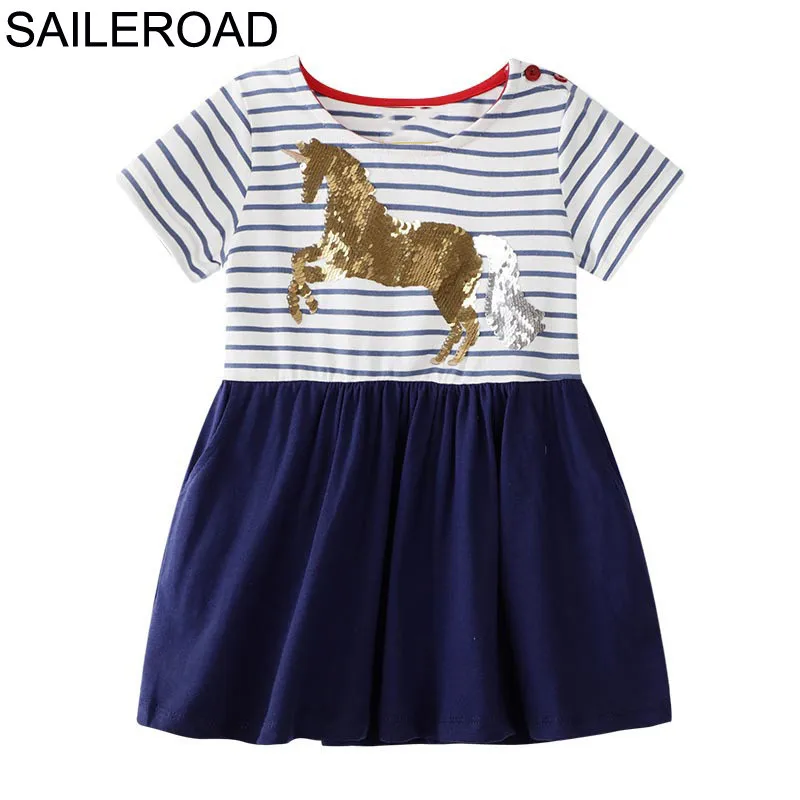 6182 same picture SAILEROAD/Детские платья для девочек; костюм собаки; платье для маленьких девочек с блестками; Vestidos; детское летнее платье для девочек; одежда - Цвет: 6182 same picture