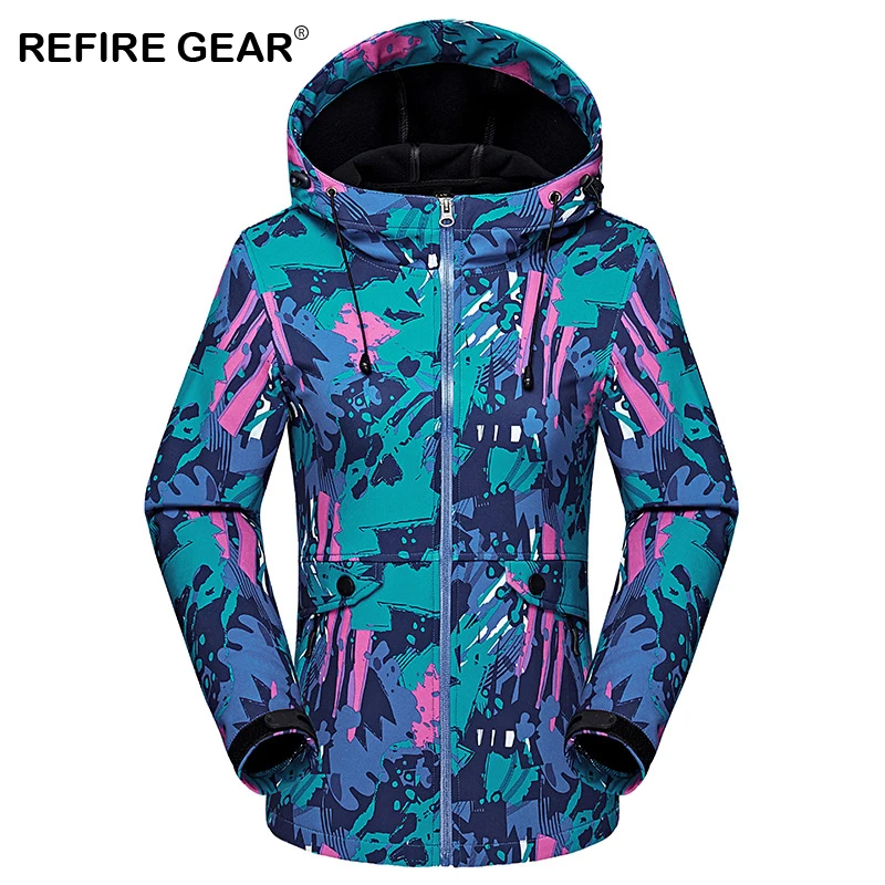 ReFire Gear Women's Winter Waterproof Outdoor Jacket Warm Camouflage Mountain Camping Trekking Windbreaker Female Hiking Jackets | Спорт и