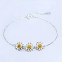 lukeni cute gold daisy female silver bracelets jewelry women top quality 925 sterling silver bracelets bangles for girl bijou
