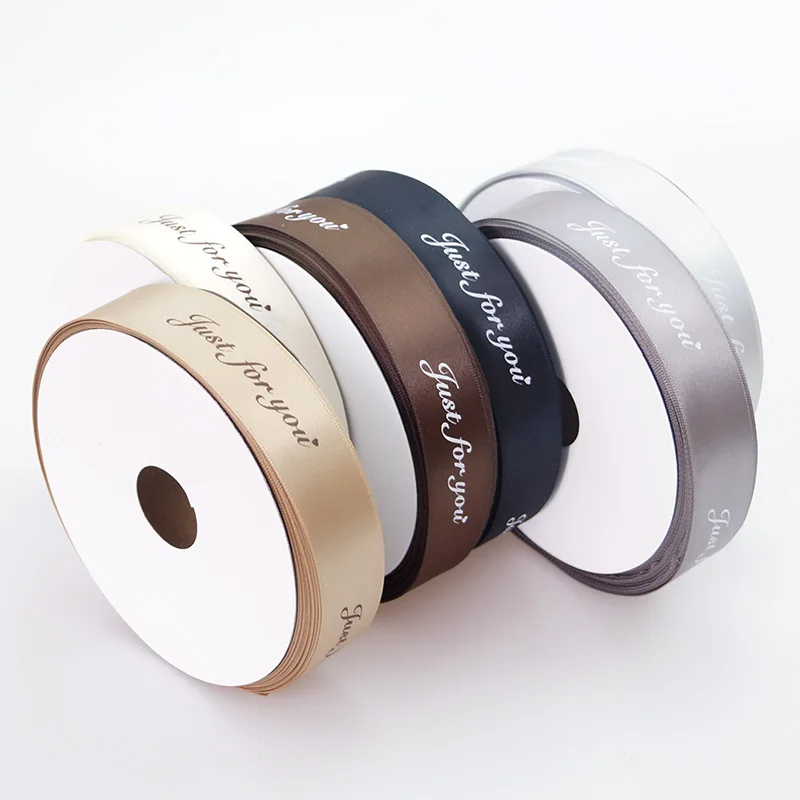 

HAOSIHUI Free Shipping 25mm Polyester Satin Spot Ribbon Just for You for Decoration 50Yards/lot