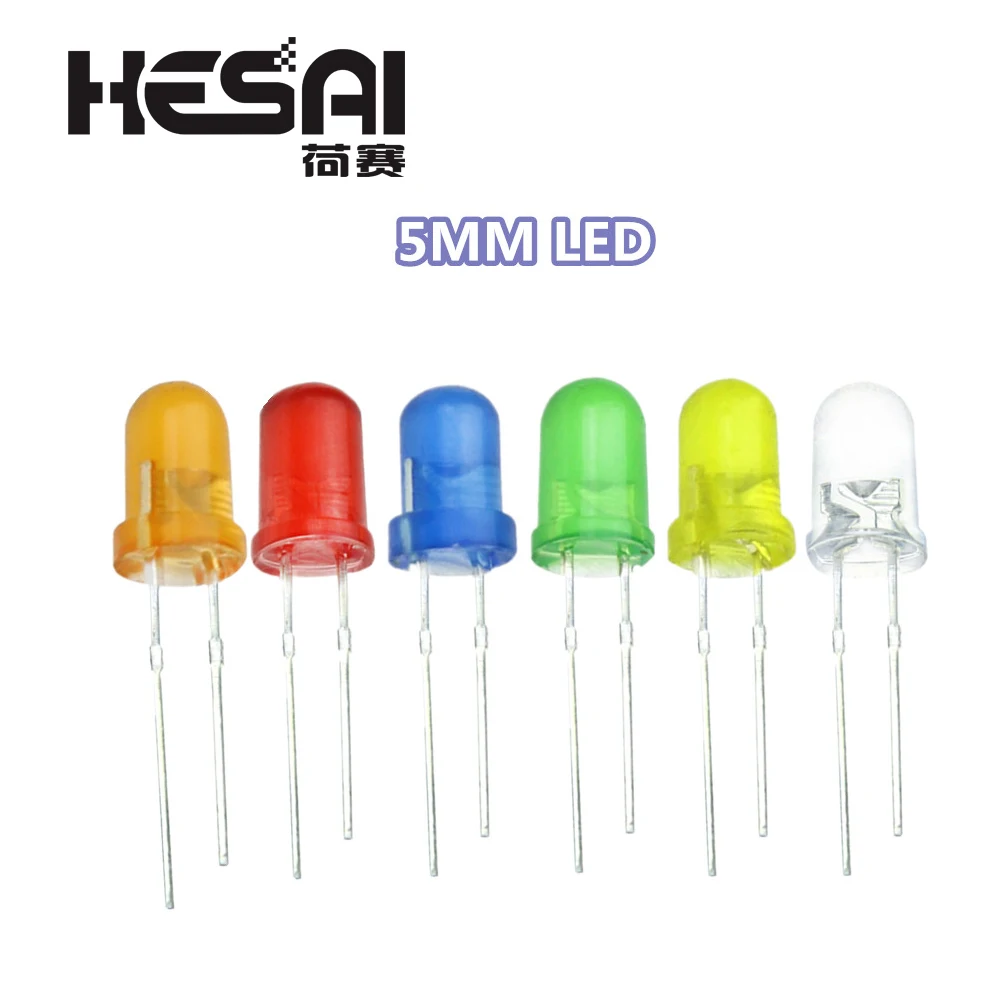 100 шт./лот F5 5 мм LED ультра яркий красный/зеленый/синий/белый/желтый/оранжевый