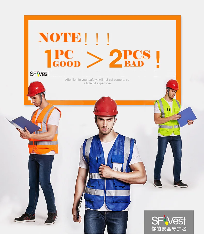 SFVEST мужской женский жилет HI VIS VIZ execior, жилет, два дюйма, ширина, светоотражающий, безопасный, большие карманы