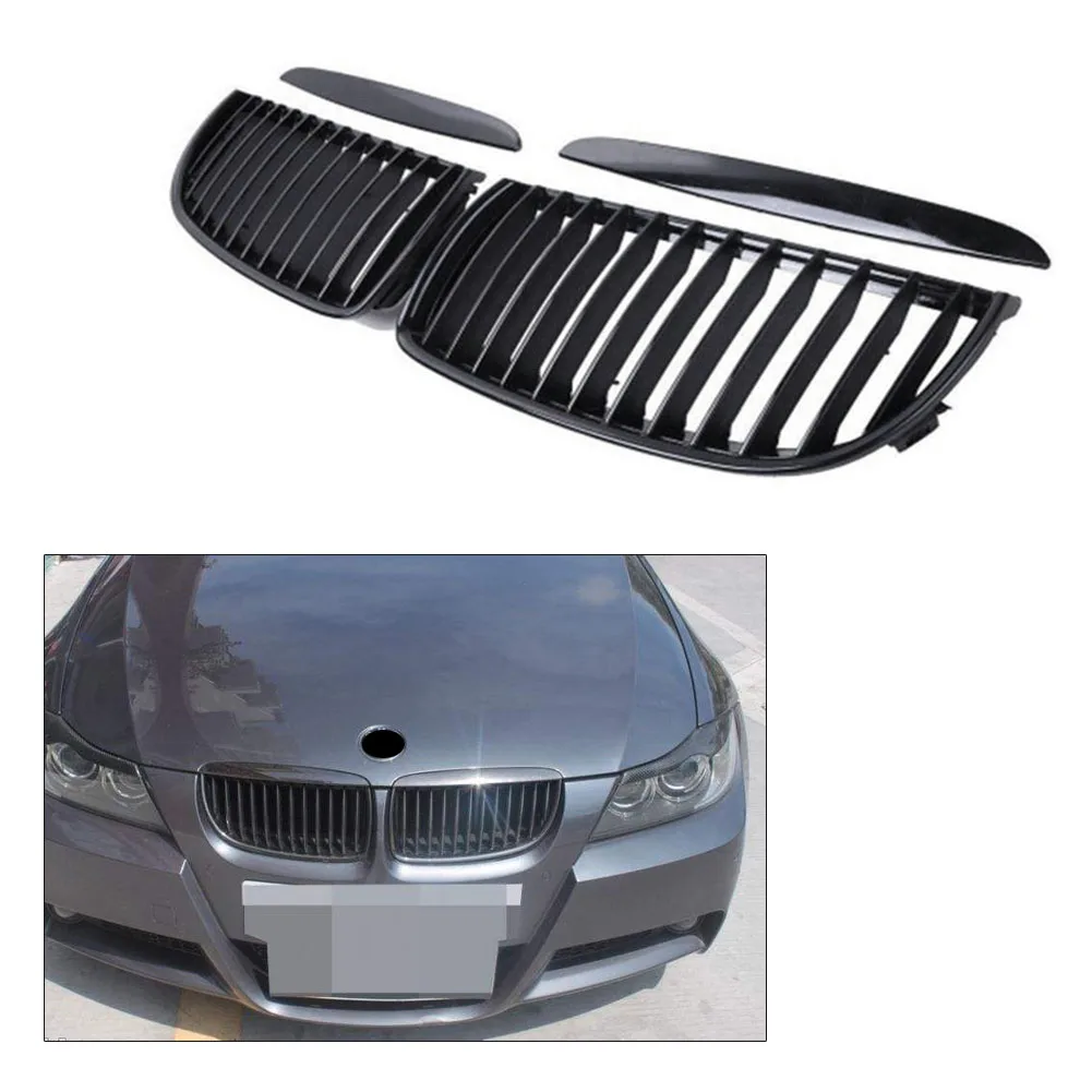 

Автомобильная матовая Черная передняя решетка, решетка для BMW E90, E91, 3 seвозы, 320i, 335i, 2005, 2006, 2007, 2008, 4DR, АБС-пластик, левая и правая