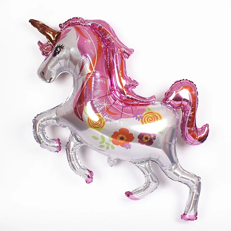 1 шт. розовый большой стоячий фольгированный воздушный шар единорог гелиевый