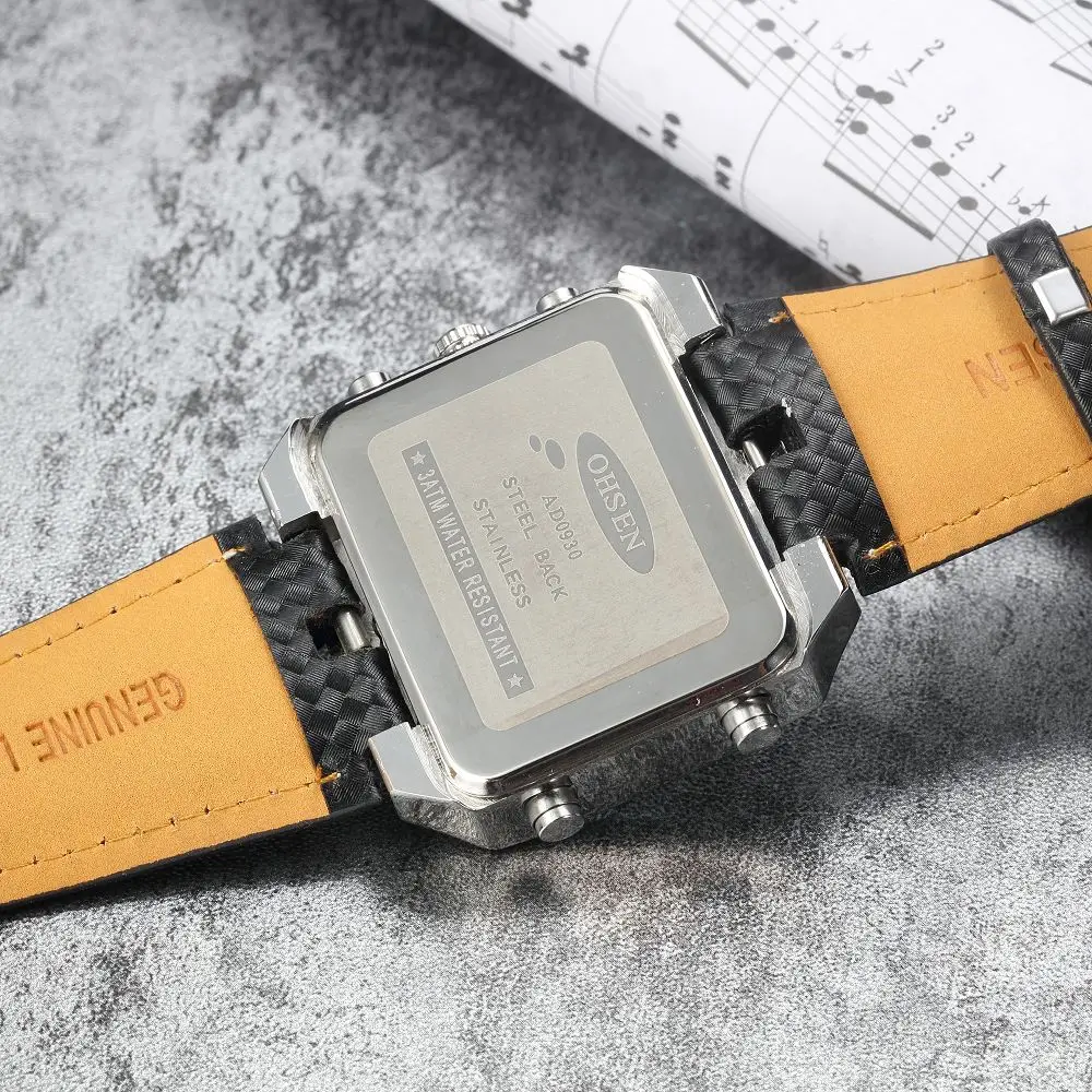 Мужские электронные кварцевые часы с хронографом и кожаным ремешком|wristwatch